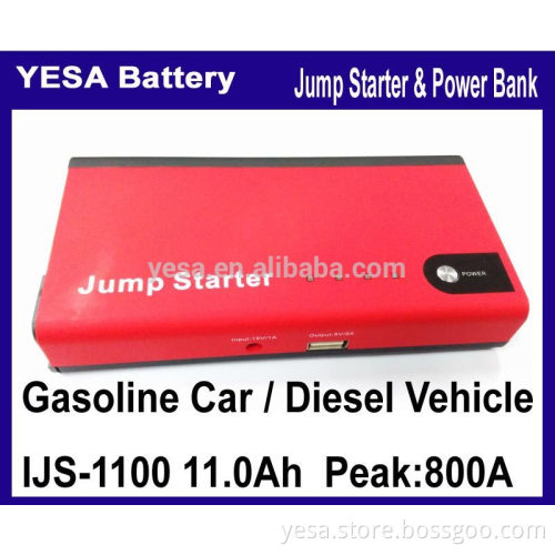 for any displacement Gasoline Car / Diesel Vehicle Thin Tpye 11000mAh Li-ion battery for USB EC5 output Jump Starter